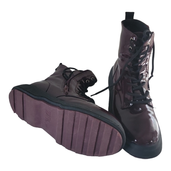 Zara Women's Round Toe Patent Leather Street Style Combat Boots 36 - Picture 5 of 8